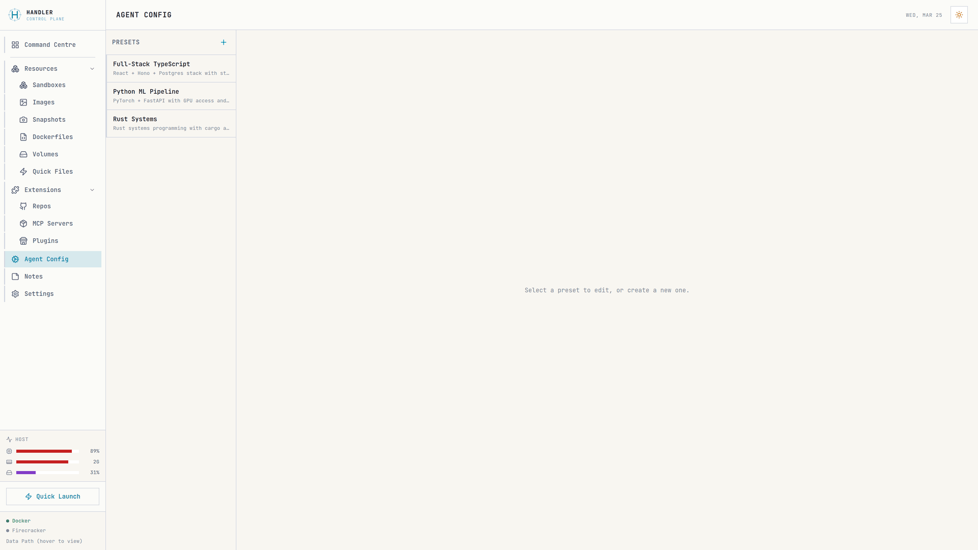 Agent Config presets